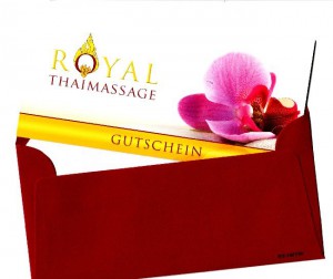 Royal Thai Massage Dresden - Geschenkgutschein für Massagen Geschenkgutschein für Massagen mit weinrotem Umschlag