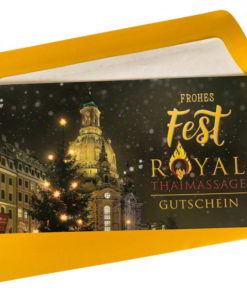 Massage Geschenkgutschein Weihnachten Frauenkirche-Dresden - goldgelber Umschlag